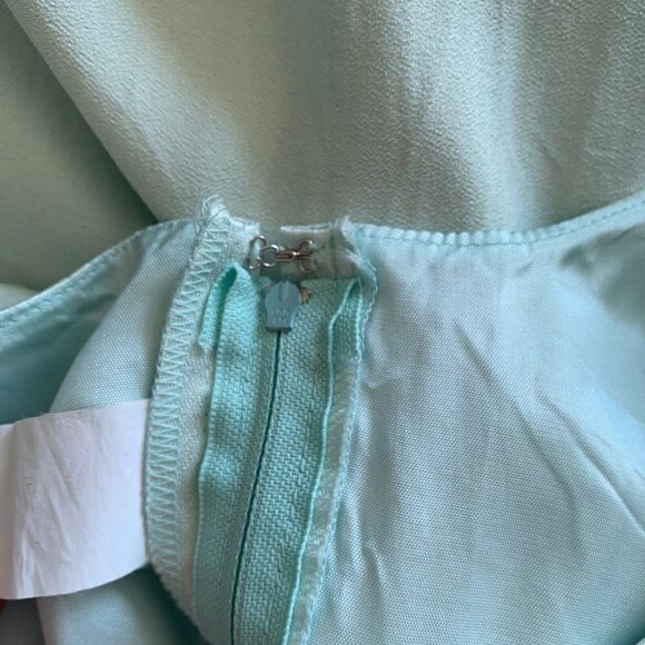 ILGWU Medium Mint Green Full Length Dress Sleeveless Gown With Slit Vintage - Picture 13 of 16